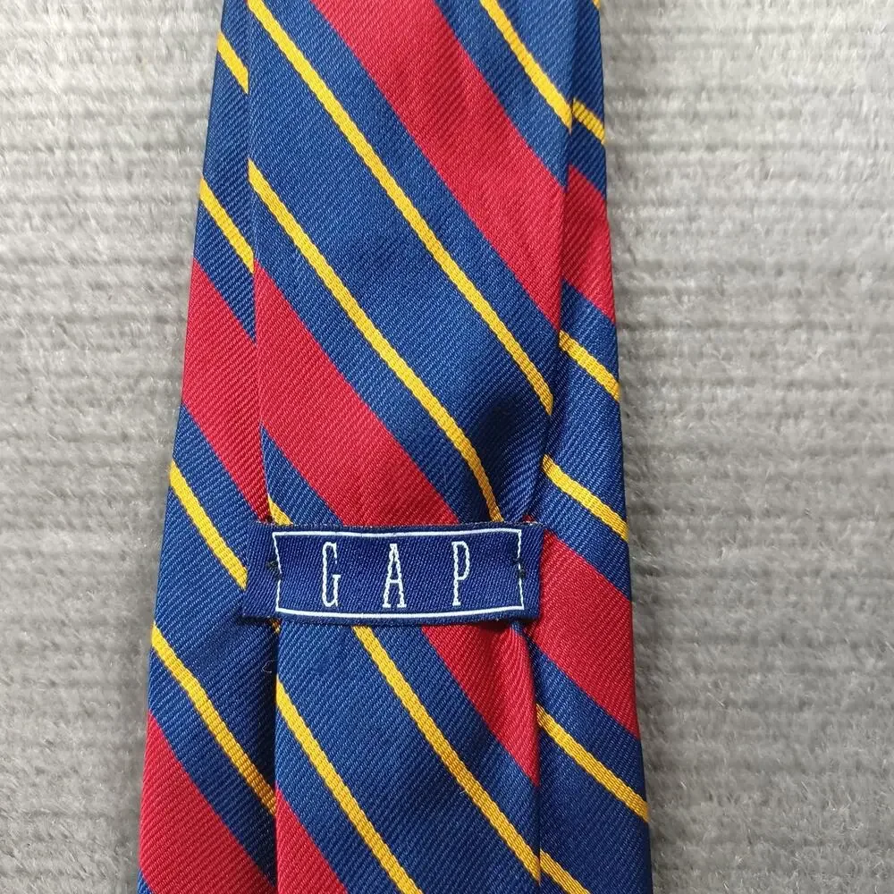 Vintage GAP 100% Silk Neck Tie Red‎ Blue Striped USA 58”x3